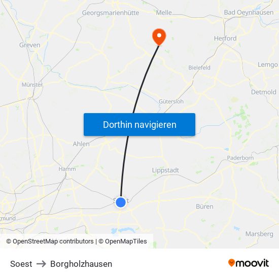 Soest to Borgholzhausen map