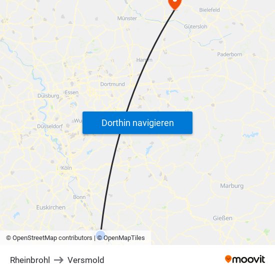 Rheinbrohl to Versmold map