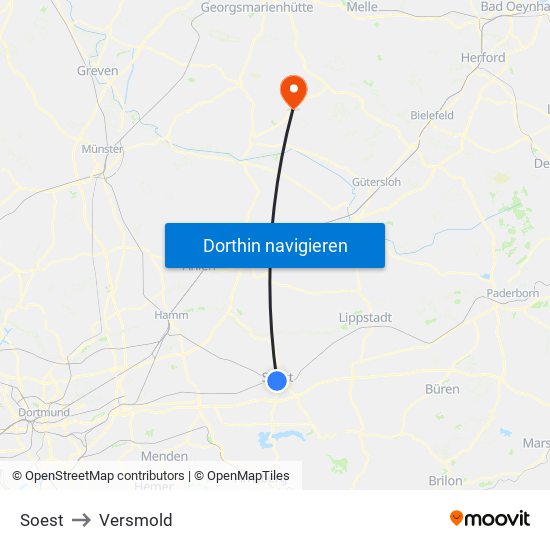 Soest to Versmold map