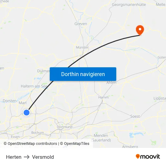 Herten to Versmold map