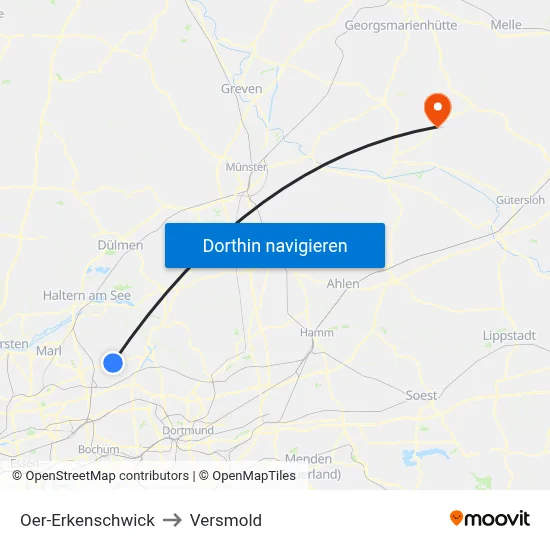 Oer-Erkenschwick to Versmold map
