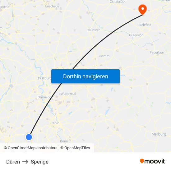 Düren to Spenge map