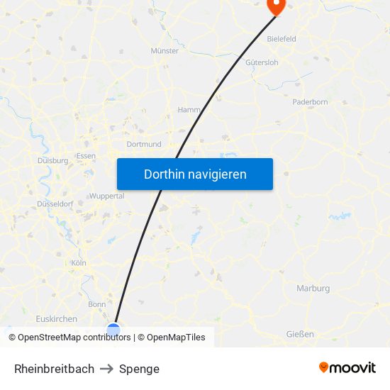 Rheinbreitbach to Spenge map