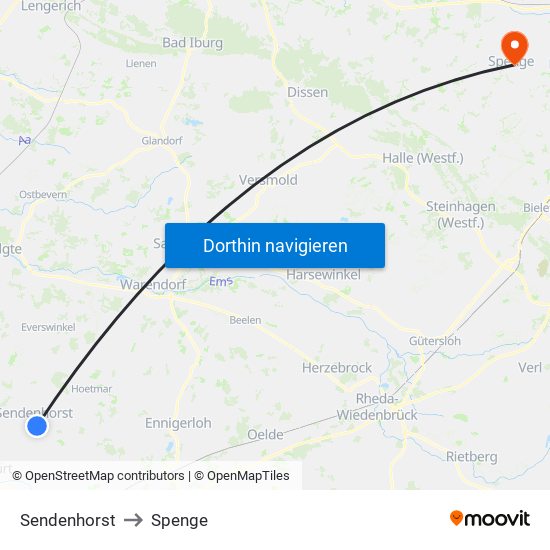 Sendenhorst to Spenge map