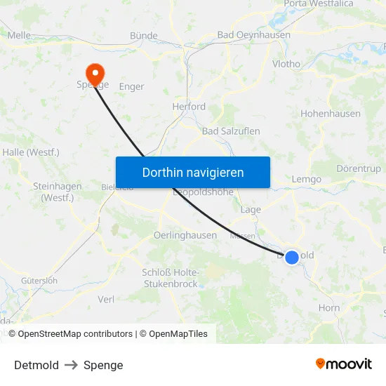 Detmold to Spenge map