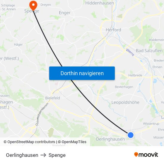 Oerlinghausen to Spenge map