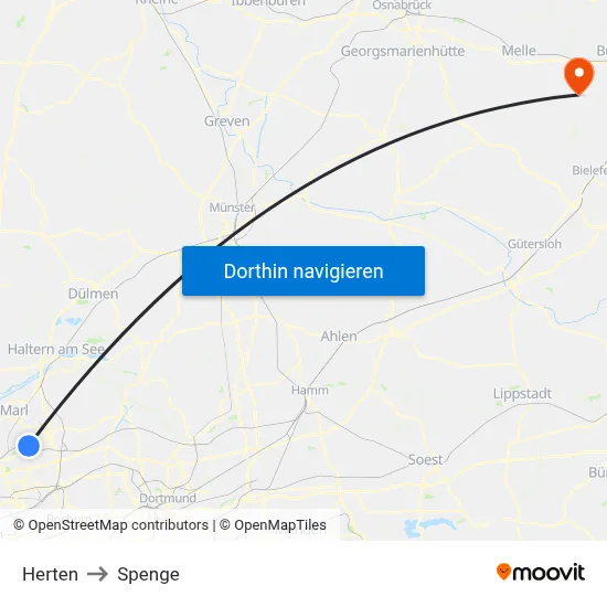 Herten to Spenge map