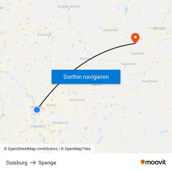 Duisburg to Spenge map
