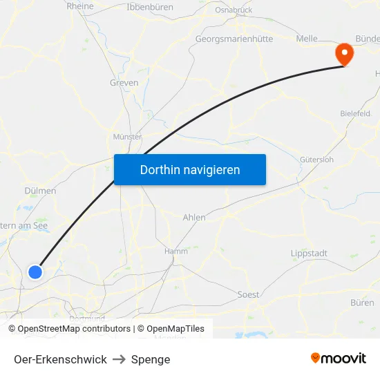 Oer-Erkenschwick to Spenge map