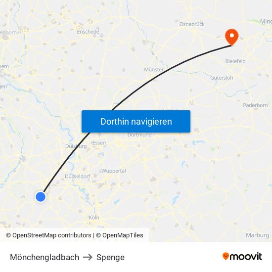 Mönchengladbach to Spenge map