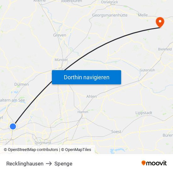 Recklinghausen to Spenge map