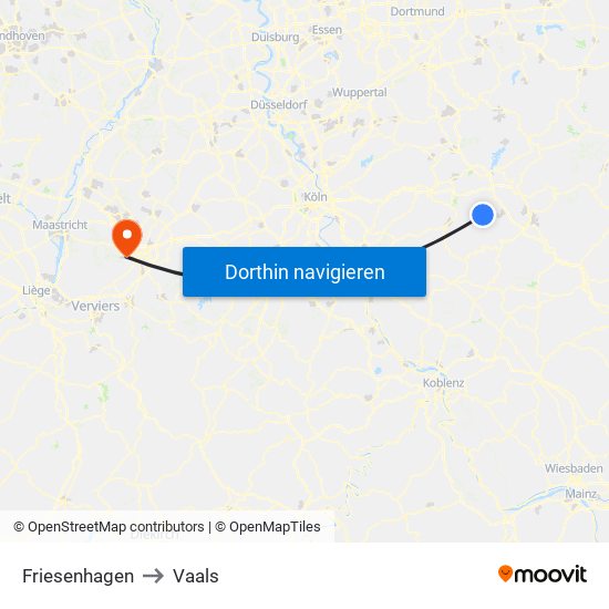 Friesenhagen to Vaals map