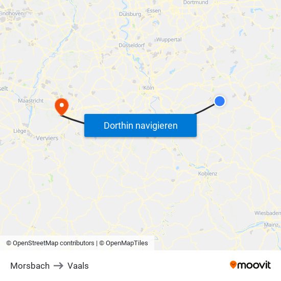 Morsbach to Vaals map