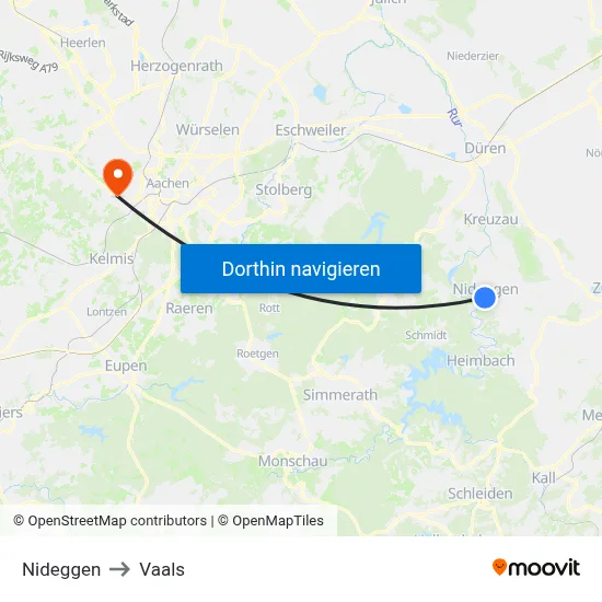 Nideggen to Vaals map