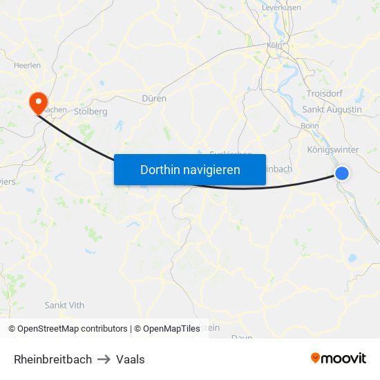 Rheinbreitbach to Vaals map