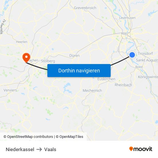 Niederkassel to Vaals map