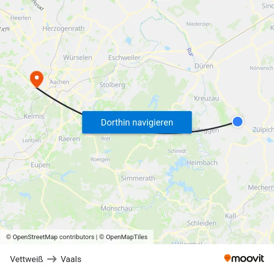 Vettweiß to Vaals map