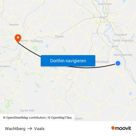 Wachtberg to Vaals map