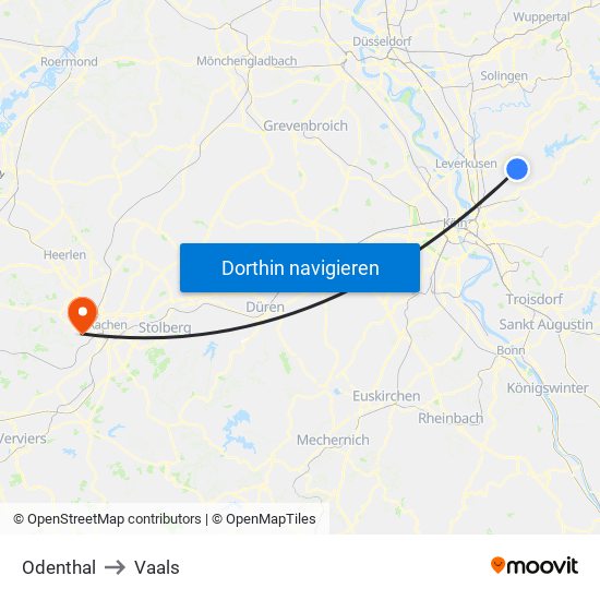 Odenthal to Vaals map