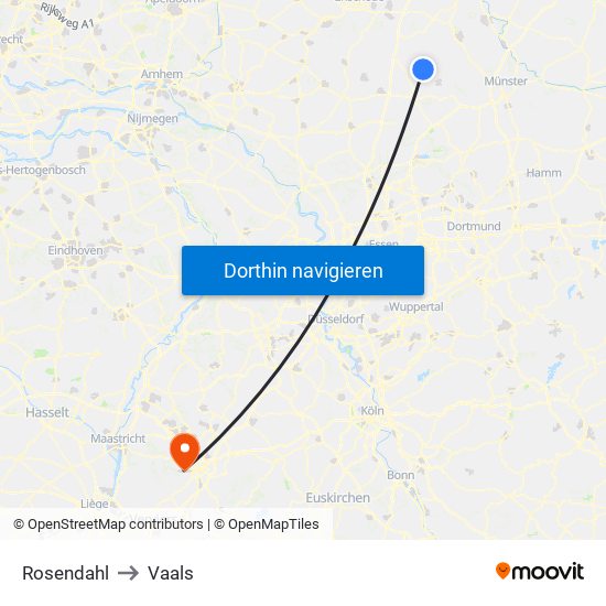 Rosendahl to Vaals map