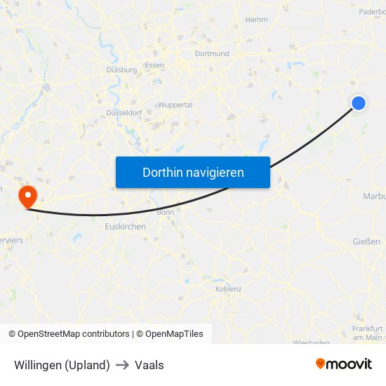 Willingen (Upland) to Vaals map