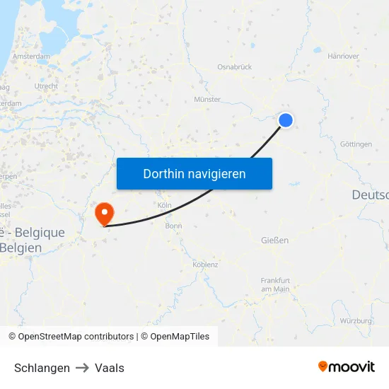 Schlangen to Vaals map