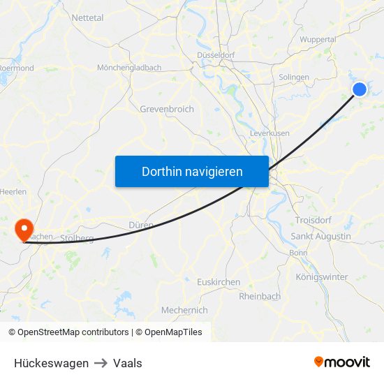 Hückeswagen to Vaals map