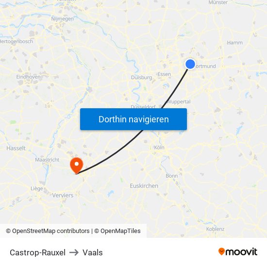 Castrop-Rauxel to Vaals map