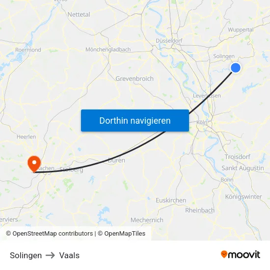 Solingen to Vaals map