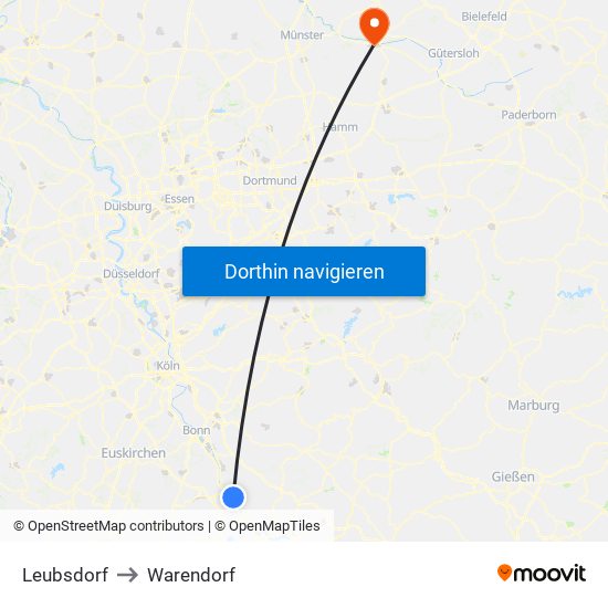 Leubsdorf to Warendorf map