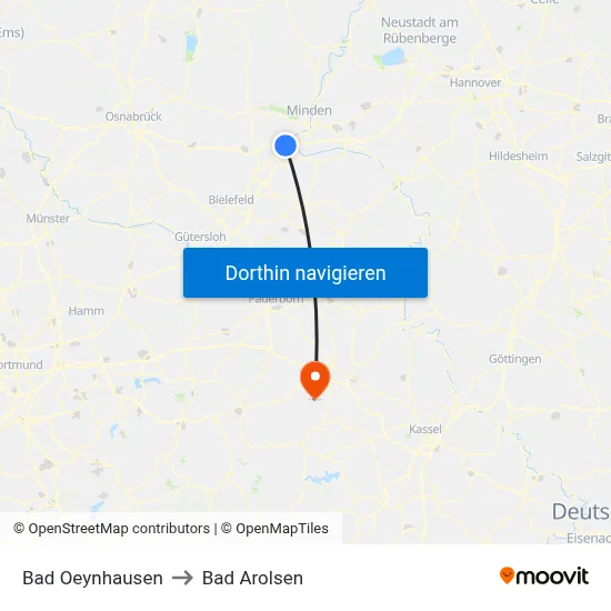 Bad Oeynhausen to Bad Arolsen map