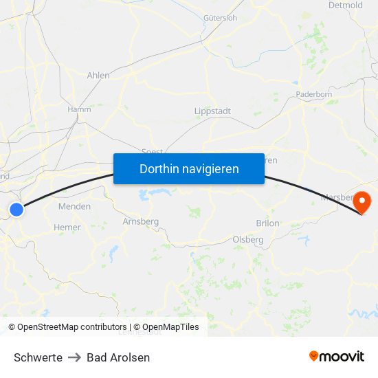 Schwerte to Bad Arolsen map