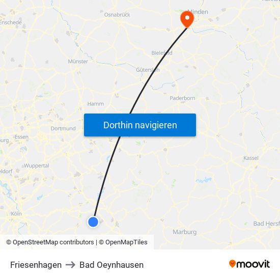 Friesenhagen to Bad Oeynhausen map