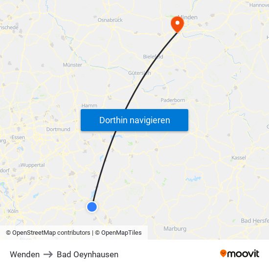 Wenden to Bad Oeynhausen map