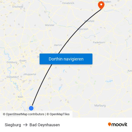 Siegburg to Bad Oeynhausen map