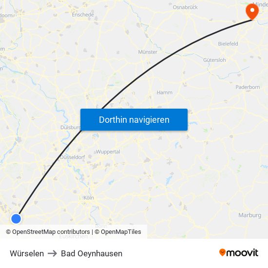 Würselen to Bad Oeynhausen map