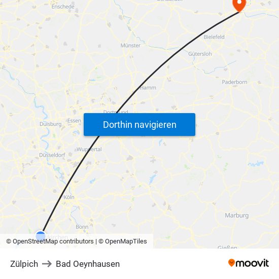 Zülpich to Bad Oeynhausen map