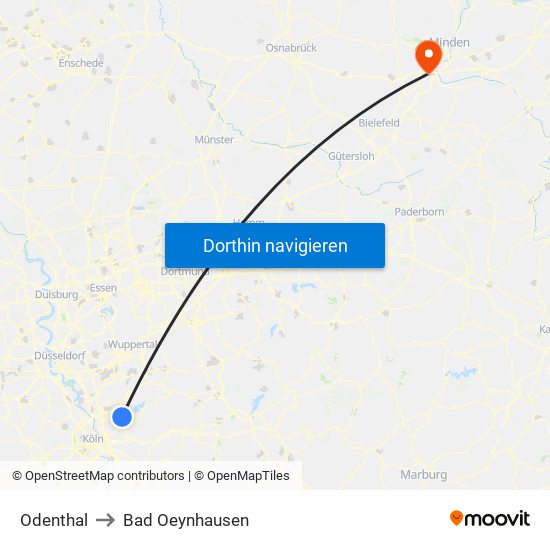 Odenthal to Bad Oeynhausen map