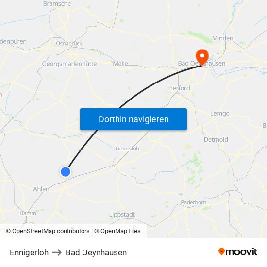 Ennigerloh to Bad Oeynhausen map