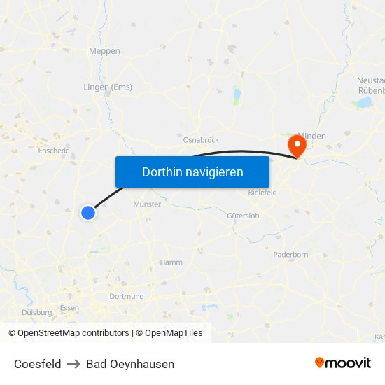 Coesfeld to Bad Oeynhausen map