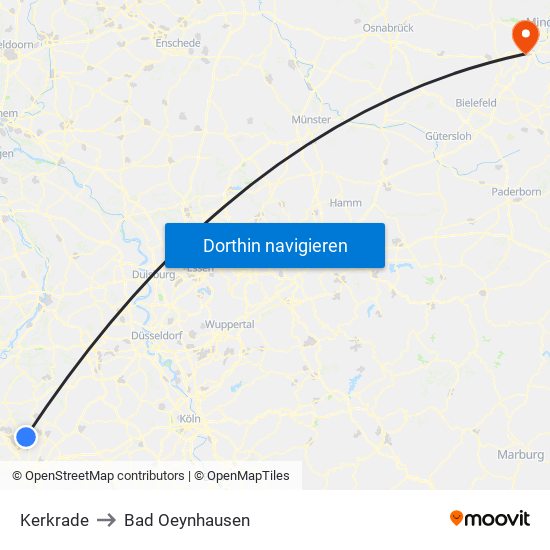 Kerkrade to Bad Oeynhausen map