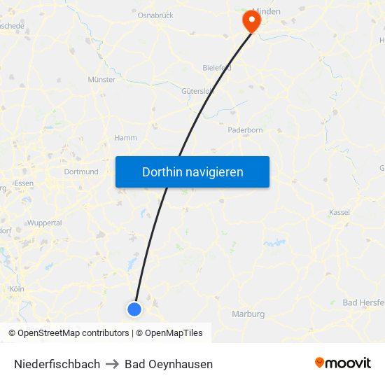 Niederfischbach to Bad Oeynhausen map