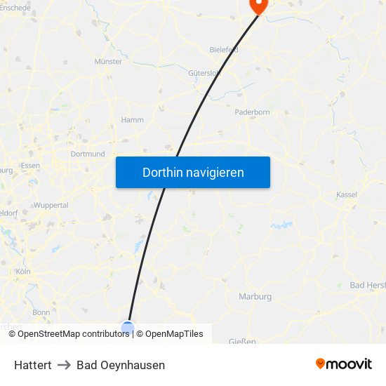 Hattert to Bad Oeynhausen map