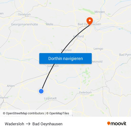 Wadersloh to Bad Oeynhausen map