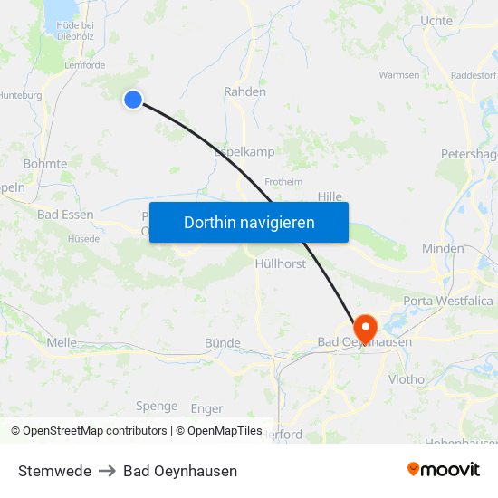 Stemwede to Bad Oeynhausen map