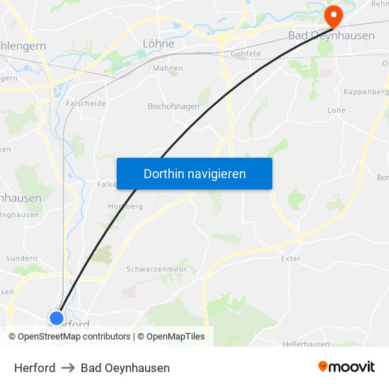 Herford to Bad Oeynhausen map