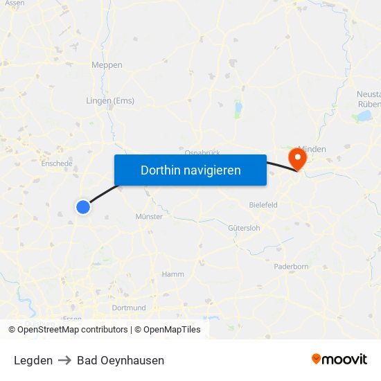 Legden to Bad Oeynhausen map