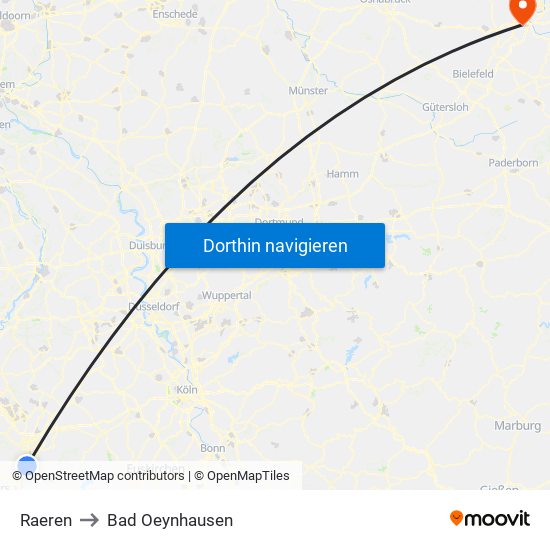 Raeren to Bad Oeynhausen map