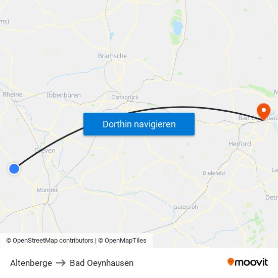 Altenberge to Bad Oeynhausen map