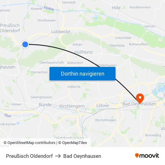 Preußisch Oldendorf to Bad Oeynhausen map